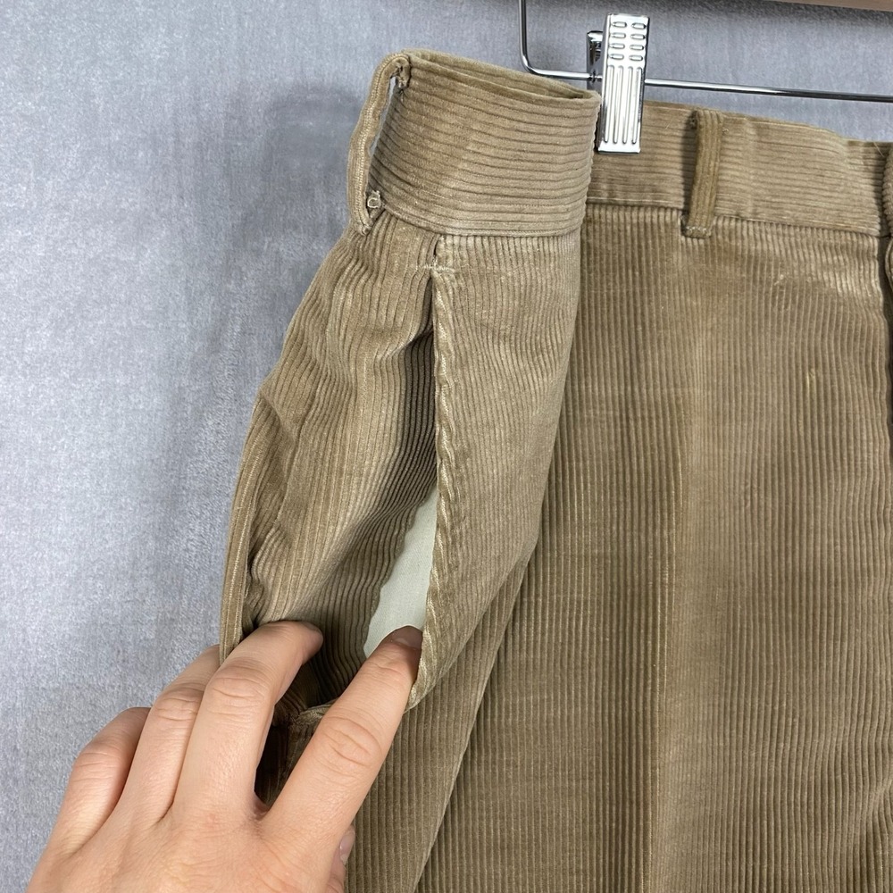 Vtg 80s Haggar Casuals Trousers Mens 40x25 Khaki Tan Wide Wale Corduroy Heritage - Picture 6 of 16